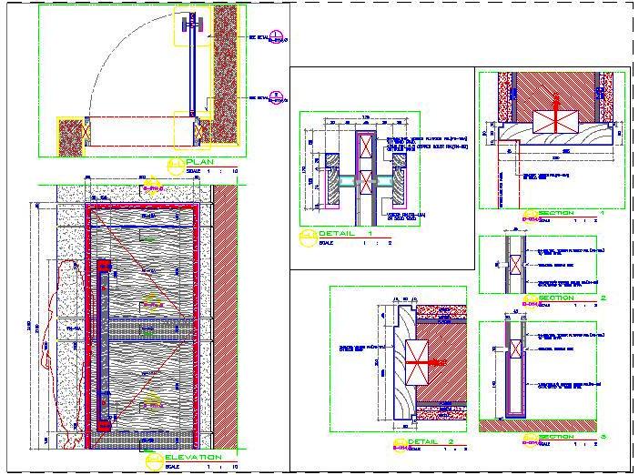 Flush Door DWG- Veneer Finish & Stainless Steel with Grooves